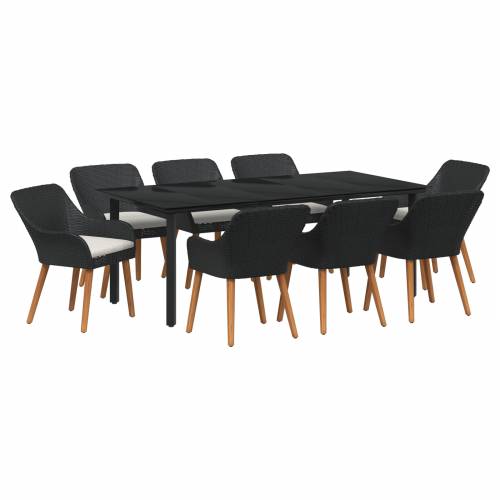 9-komadni Vrtni Blagovaonski Set Crni Poly Ratan Cijena