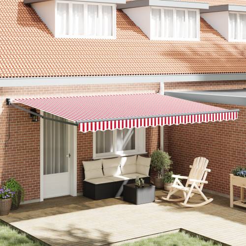 Ručno Uvlačna Tenda Crvena i Bijela Pruga 450x300 cm Cijena