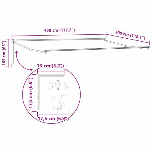 Ručno Uvlačna Tenda Crvena i Bijela Pruga 450x300 cm Cijena