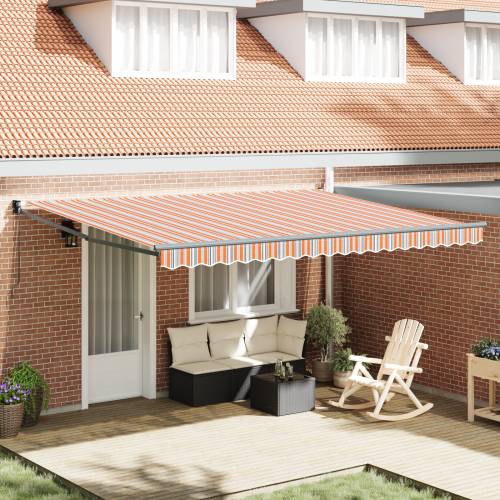 Ručno uvlačna tenda s multikolor prugom 450x300 cm Cijena