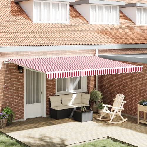 Automatska uvlačiva tenda Crvena i Bijela pruga 450x350 cm Cijena