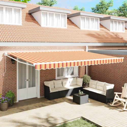 Ručna izvlačna tenda Narančasta i bijela 500x300 cm Cijena