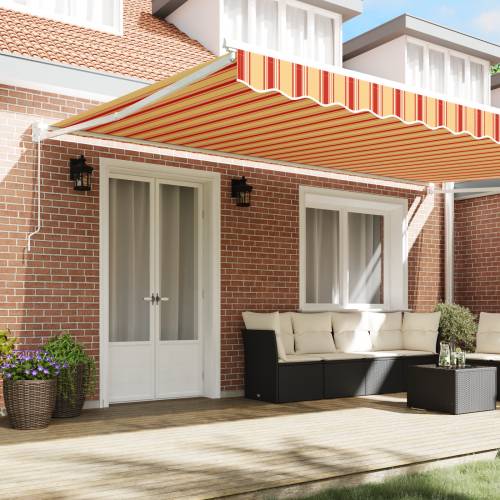 Ručna izvlačna tenda Narančasta i bijela 500x300 cm Cijena