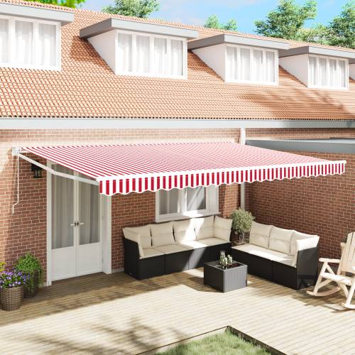 Automatska Uvlakiva Tenda Crvena i Bijela Pruga 500x300 cm Cijena