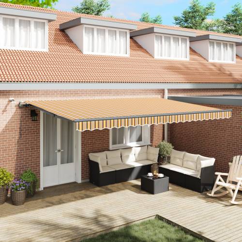 automatska uvlačiva tenda s LED multi-bojnom prugom 500x300 cm Cijena
