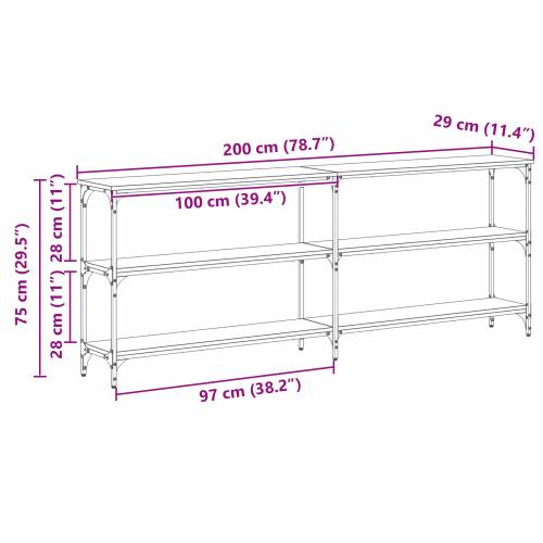 konzolni stol Crni hrast 200x29x75 cm Konstruirano drvo Cijena