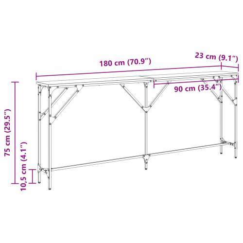 Konzolni Stol Staro Drvo 180x23x75 cm Obrađeno Drvo Cijena