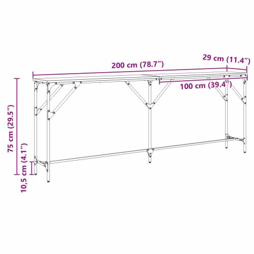 Konzola Stol Crna hrastovina 200x29x75 cm Konstruirano drvo Cijena
