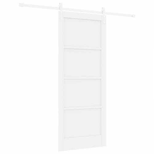 Klizna vrata s setom hardvera Bijela 83x202 cm Čvrsto borovo drvo Cijena