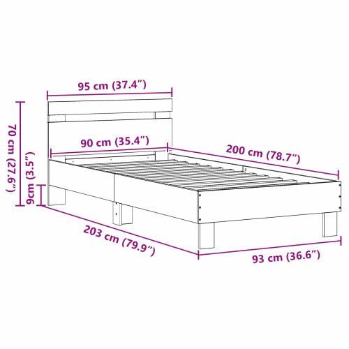 Okvir kreveta od starog drva 90x200 cm - Izrađen od konstruiranog drva Cijena