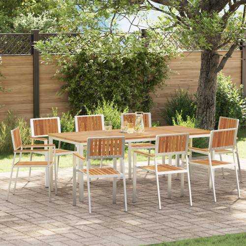 Stacking Garden Chairs 8 pcs 54.5x56x87 cm Solid Wood Acacia Cijena