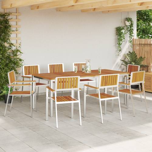 Stacking Garden Chairs 8 pcs 54.5x56x87 cm Solid Wood Acacia Cijena