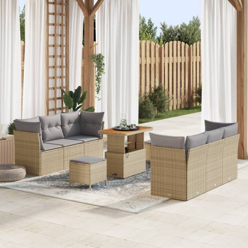 set od 9 komada vrtnih sofa s jastucima bež poli ratan akacija Cijena
