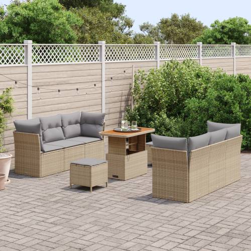 set od 9 komada vrtnih sofa s jastucima bež poli ratan akacija Cijena