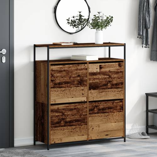 ormarić za cipele s 4 preklopne ladice staro drvo 100x34x112 cm Cijena