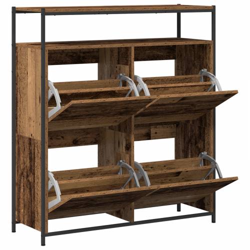 ormarić za cipele s 4 preklopne ladice staro drvo 100x34x112 cm Cijena