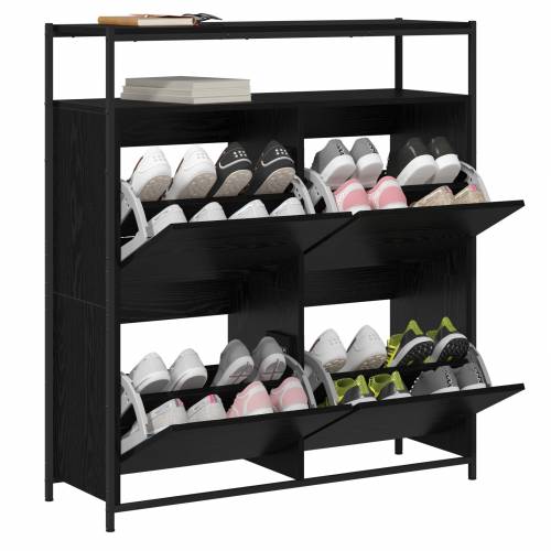 ormar za cipele s 4 preklopne ladice Crni hrast 100x34x112 cm Cijena