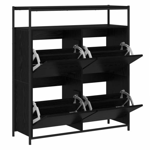 ormar za cipele s 4 preklopne ladice Crni hrast 100x34x112 cm Cijena