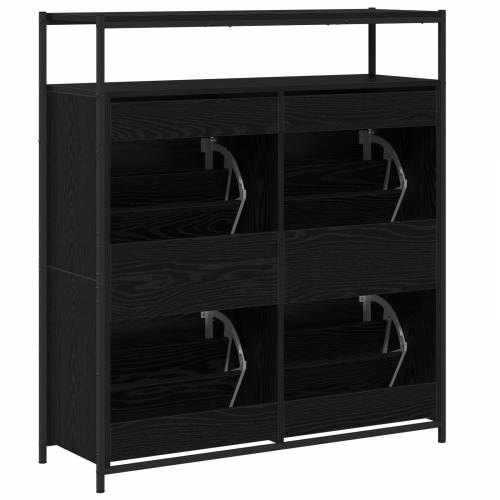 ormar za cipele s 4 preklopne ladice Crni hrast 100x34x112 cm Cijena