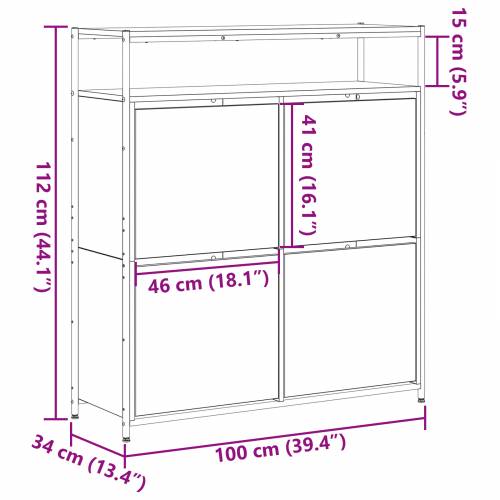 ormar za cipele s 4 preklopne ladice Crni hrast 100x34x112 cm Cijena