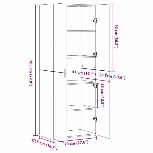 visoka komoda od hrastovine 70x42,5x185 cm konstruirano drvo Cijena