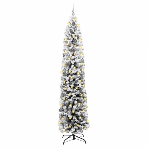 Mršava božićna jelka s 300 LEDs & Set kuglica & pahulje zeleni 240 cm Cijena