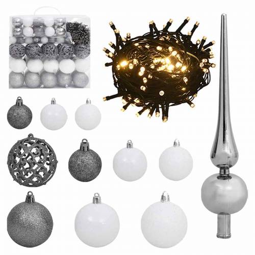 Mršava božićna jelka s 300 LEDs & Set kuglica & pahulje zeleni 240 cm Cijena