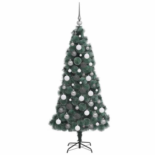Umjetno božićno drvce s LED-ima i setom kugli zelena 150 cm PET Cijena