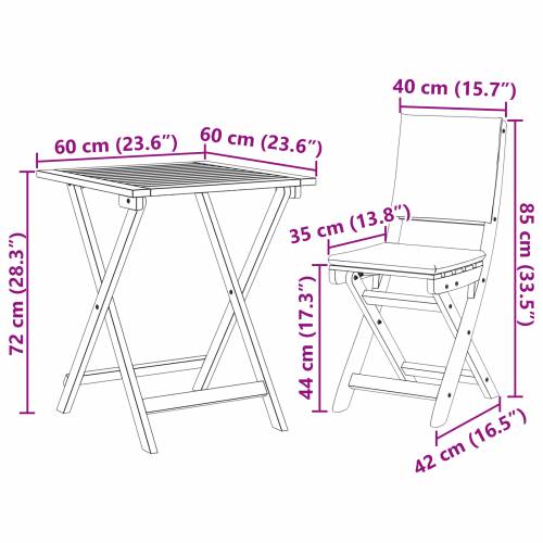3-dijelni sklopivi bistro set od masivnog bagremovog drva Cijena