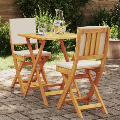 3 dijelni sklopivi bistro set s jastučićima od čvrstog bagremovog drveta Cijena