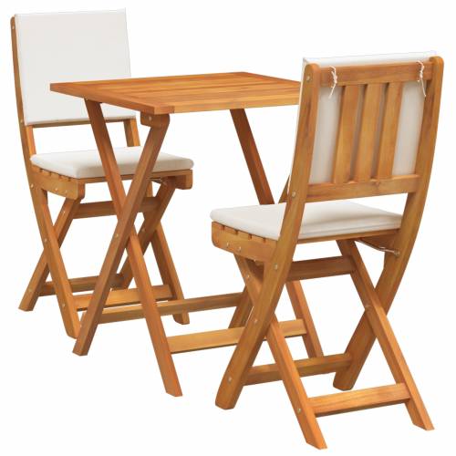 3 dijelni sklopivi bistro set s jastučićima od čvrstog bagremovog drveta Cijena