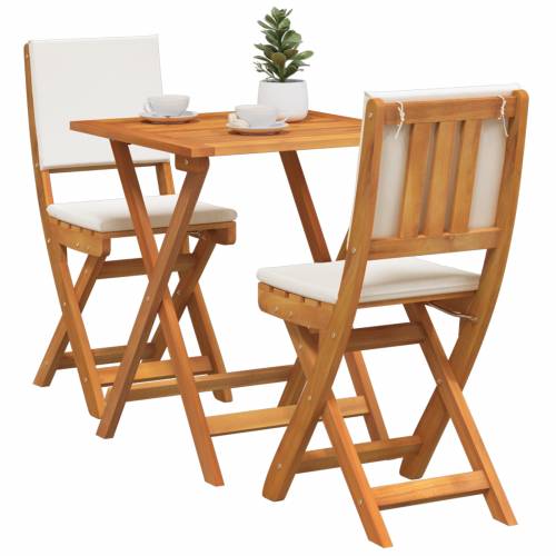 3 dijelni sklopivi bistro set s jastučićima od čvrstog bagremovog drveta Cijena