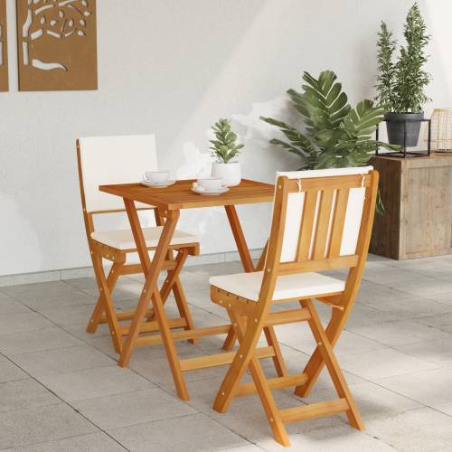 3 dijelni sklopivi bistro set s jastučićima od čvrstog bagremovog drveta Cijena