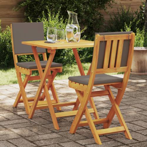 3-dijelni sklapanje bistro set s jastučićima, čvrsto bagremovo drvo Cijena