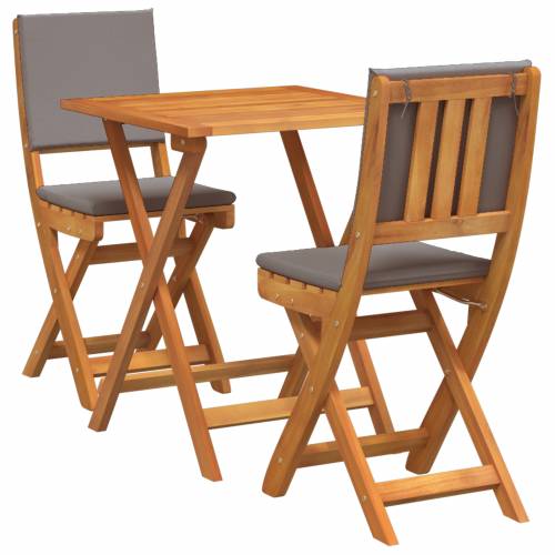3-dijelni sklapanje bistro set s jastučićima, čvrsto bagremovo drvo Cijena