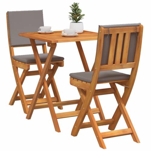 3-dijelni sklapanje bistro set s jastučićima, čvrsto bagremovo drvo Cijena