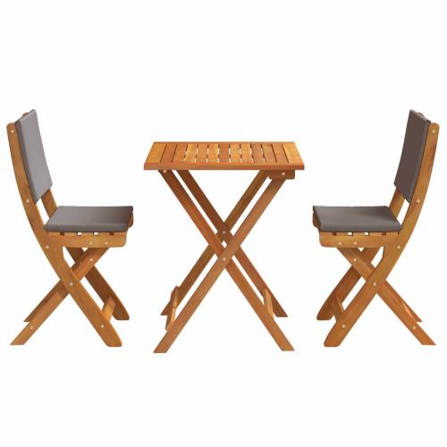 3-dijelni sklapanje bistro set s jastučićima, čvrsto bagremovo drvo Cijena