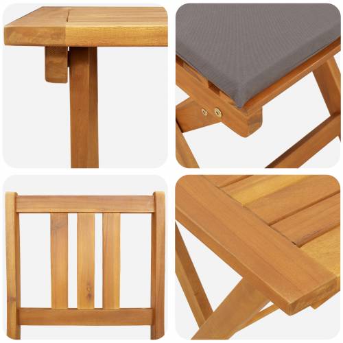 3-dijelni sklapanje bistro set s jastučićima, čvrsto bagremovo drvo Cijena