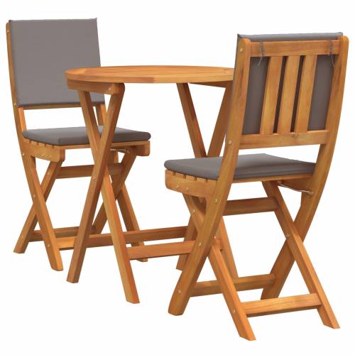 set od 3 dela sklopivih bistro stolica s jastučićima od čvrstog bagremovog drveta Cijena