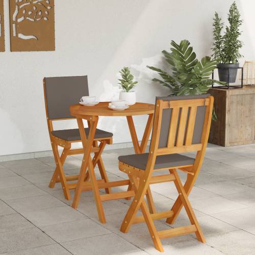 set od 3 dela sklopivih bistro stolica s jastučićima od čvrstog bagremovog drveta Cijena