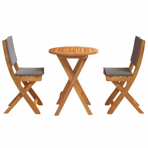 set od 3 dela sklopivih bistro stolica s jastučićima od čvrstog bagremovog drveta Cijena