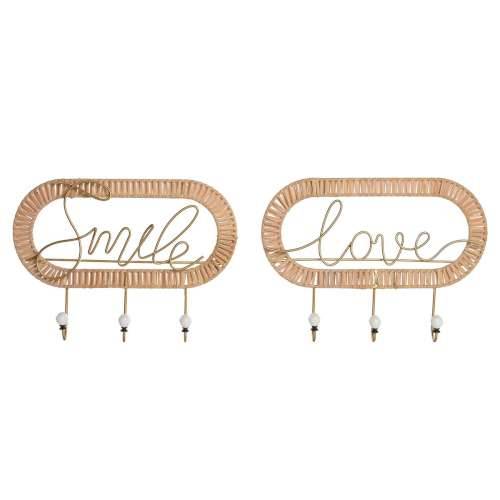 Zidna vješalica Home ESPRIT zlatan Prirodno Metal Ratan 40 x 6,4 x 28,6 cm (2 kom.) Cijena