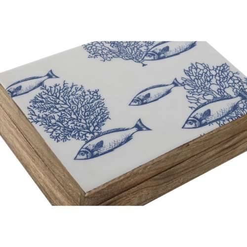Kutija za nakit Home ESPRIT Plava Bijela Prirodno Drvo Manga 25 x 17,5 x 8 cm (2 kom.) Cijena