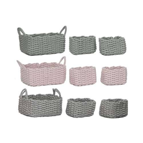 Set košara Home ESPRIT Bež Siva Roza Uže (3 Dijelovi) (3 kom.) Cijena