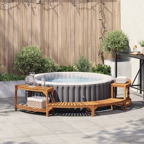 Okruženje za Hot Tub Poluokruglo 272x120.5x55.5 cm Čvrsto Drvo Akacije Cijena