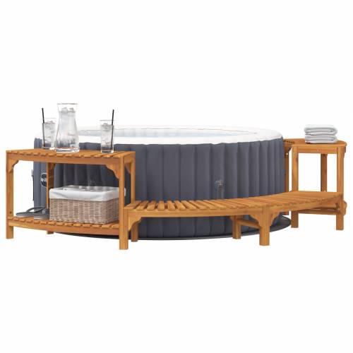 Okruženje za Hot Tub Poluokruglo 272x120.5x55.5 cm Čvrsto Drvo Akacije Cijena