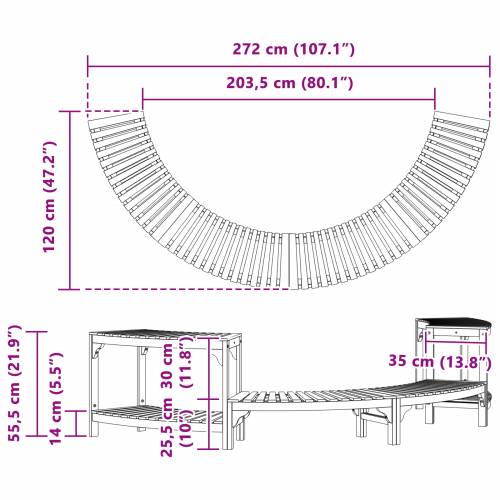 Okruženje za Hot Tub Poluokruglo 272x120.5x55.5 cm Čvrsto Drvo Akacije Cijena