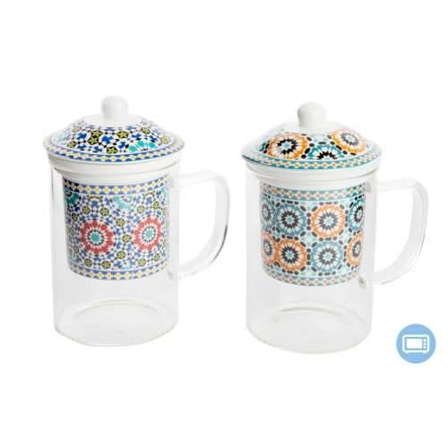 Šalica s Filtrom za Čaj DKD Home Decor Pisana Oranžna Pločoca Arap 300 ml (2 kom.) Cijena