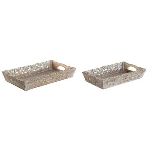 Set pladnjeva Home ESPRIT Bijela Prirodno Indijac Decapé 40,5 x 25,5 x 6,5 cm (2 kom.) Cijena