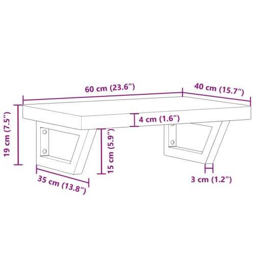 Zidna polica za Lavabo - Umivaonik od čelika i masivne bukovine - Smeđa i bijela 60 x 40 x 4 cm 1 Trapez Cijena